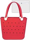 Uwyriwooq Rubber Beach Bag, Large Beach Tote Bag for Women, Beach Bag Waterproof Sandproof (Red)