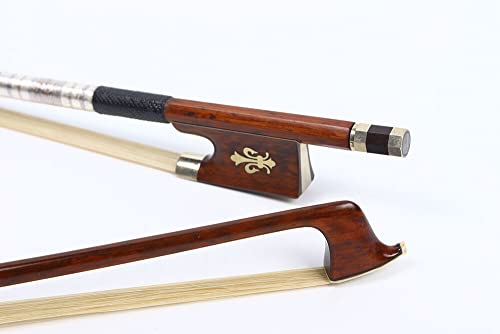 Siemonic Violin Bow 4/4 Snakewood Natural Bow Hair Straight Violin Accessory Pernambuco Violin Bows Full Size #TOP3