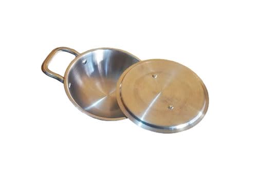 Kadai de acero inoxidable Triply con tapa, tamaño 18 miniatura 5