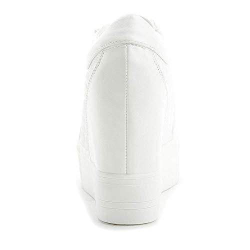 Image of ACE SHOCK Women Wedges Sneakers with Hidden Heel Ankle High Platform Walking Shoes Fashion Bride Wedding Shoes