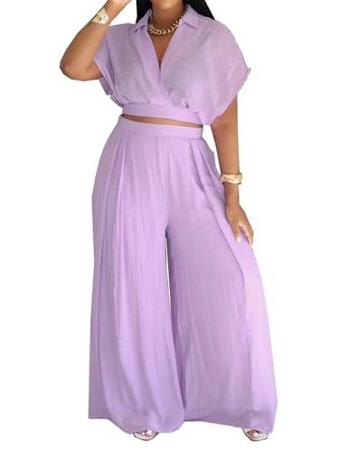 XYZDRESSOR Women's Casual Summer Linen 2 Piece Outfits Dressy Solid