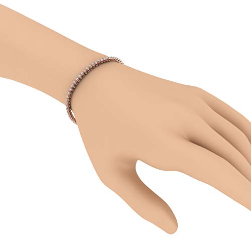 Image of 1 to 6 Carat Prong Set Round Cut Natural Diamond Tennis Bracelet for Women in 14K Gold (7 Inch) (I1-I2 Clarity)