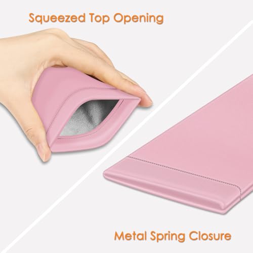 Image of FINTIE Soft Eyeglasses Case with Cleaning Cloth, Portable Squeeze Top Vegan Leather Glasses Pouch, Sunglasses Eyewear Bag