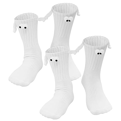 Ksndurn Lot de 2 paires de chaussettes magnétiques - Chaussettes magnétiques 3D - Unisexe, Blanc., taille unique