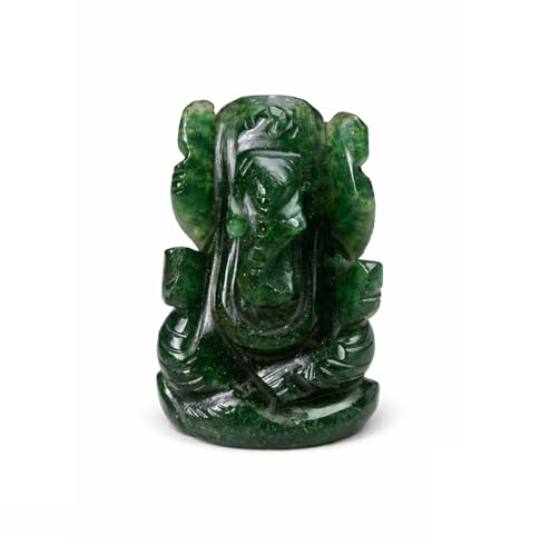 Estatua de Ganesha Natural Piedra Verde Aventurina 1.5 pulg miniatura 1