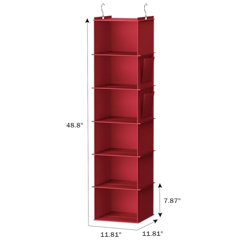 Image of YOUDENOVA Hanging Closet Organizer and Storage, 6-Shelf, Dark Red