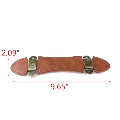 Image of MY MIRONEY 9.65 inch Brown Leather Handle Vintage Style Luggage Parts Handle Replacement Amplifier Strap for Luggage Suitcase, Type 3