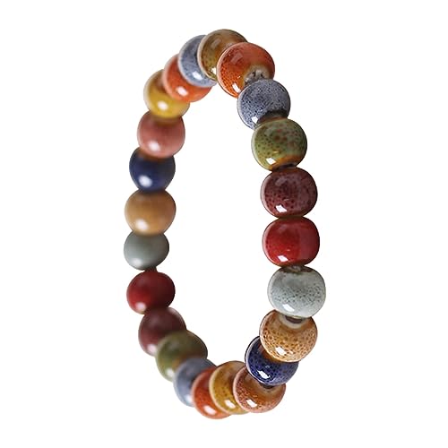 Cozylkx Braccialetto Di Perline in Ceramica Etnica Bracciale in Filo Di Perline Di Porcellana Smaltata Braccialetti Elastici per Uomo Donna Bambini Studente