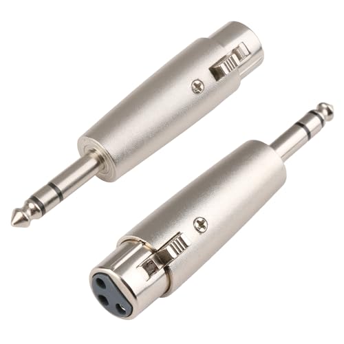 2 Stück TRS zu XLR Adapter XLR Buchse auf 6 35mm Männlich zu Weiblich Robustes Metallgehäuse TRS Klinke Stecker für 3-Pin Symmetrische Klangübertragung Für Professionelle Audioanwendungen (A)
