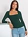 ANRABESS Long Sleeve Shirts for Women Square Neck Tops Ribbed Knit Slim Fit Basic Tee Going Out Fall Fashion Clothing Deep Green Small