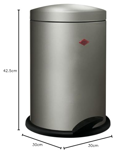 Wesco Prosty pojemnik na odpady z pedałów 116 w kolorze nowego srebra, malowana proszkowo blacha stalowa, wkład z tworzywa sztucznego o pojemności 13 litrów, stabilny podnóżek
