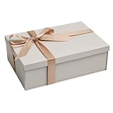 BloomWrap Scatola Regalo Avorio con Coperchio 30 x 20 x 10 cm, Scatola Magnetica Pieghevole con Nastro, Biglietto & Etichetta per Compleanno Matrimonio Natale