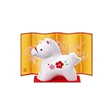 【Amazon.co.jp限定】薬師窯 2026年 干支の置物 馬 うま 午年(うま年) 錦彩 招福 午(紅梅) (開運シール付)