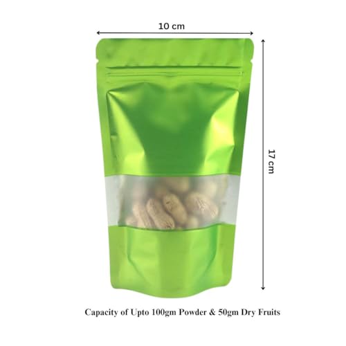 Image of DEERA Green Ziplock Stand Up Pouch 100x170mm Pack of 100