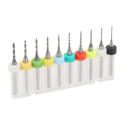 ViaGasaFamido 10pcs Mini Twist Bocct Bit Set 0,6-1,5 Mm Circuiti in Acciaio Tungsteno Riparazione Strumento di Perforazione del Foro a Spirale con Anello di Posizionamento