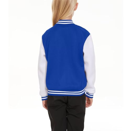 ACEFAST INC Kids Baseball Jacket School Varsity Uniform Casual Sweatshirt Girls Sweater Jacket Baseball Solid Color2