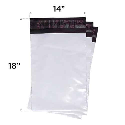 Image of BonKaso 14x18 Inch Poly Courier Bags with POD | 55 Micron Tamper-Proof Self-Sealing Packaging Envelopes for Secure Shipping, Delivery & E-commerce Use - Waterproof - Pack of 100