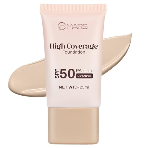 Image of MARS SPF50 PA++++ High Coverage Foundation (25ml) (04-NEUTRAL CHARM) | Blemish Free & Blendable Makeup | For All Skin Type | IN-VIVO Tested with 5 Star UVA+UVB Protection Boost Rating