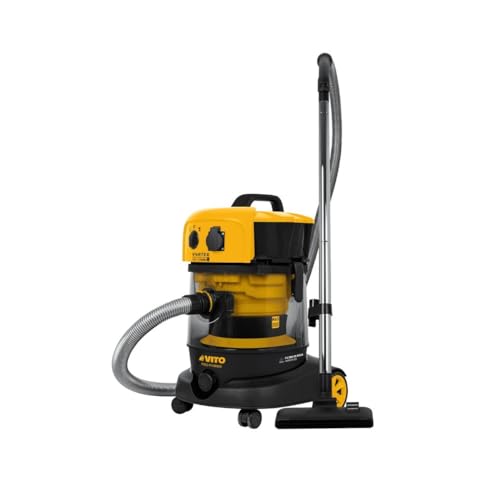 VITO - Aspirateur Plâtres Eau et Poussières 1200W Cuve 25L Professionnel Chantier Atelier