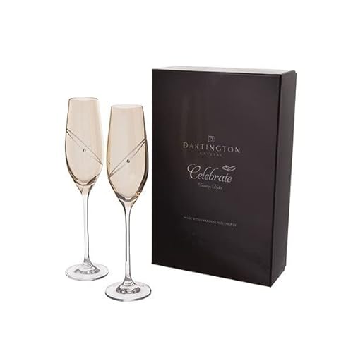 Dartington Crystal Gold Glitz Celebration Flutes, Set Of 2 | Crystal Champagne Flute | 263Mm | 210Ml | Mark Any Special Occasion With A Touch Of Glamour | Great For Celebrations