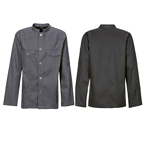 EXNER Kochjacke Westernstyle, Langarm, Druckknöpfe, Fb. Graphit, Gr. 5XL