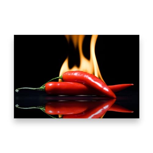 Hot Chilli Pepper Glass Chopping Board Black Cutting Board/Worktop Saver Protector