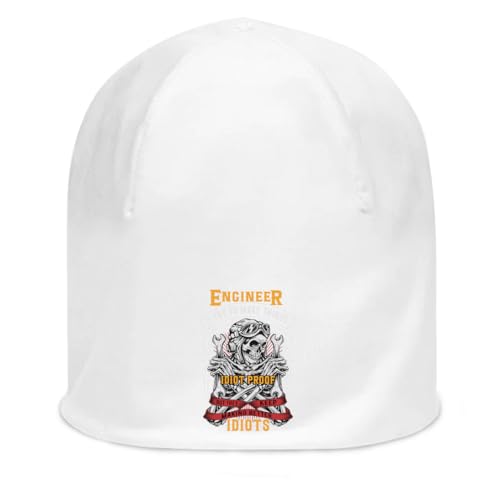 Bonnet fin unisexe stretch blanc avec message rigolo d'ingénieur en coton élastique