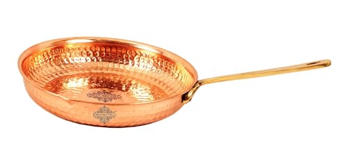 Indian Art Villa Pure Copper Serving Pan, Versatile Serveware for Home & Restaurant Use - Diameter 8.3 Inches