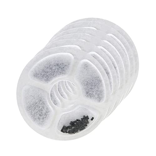 Filtros Fuente Gatos, 6 Piezas Filtro Redondo Algodón para Bebedero de Mascotas con Carbon Activo y Capa de Poliéster, para Fuente de Agua Gatos Perros Cover