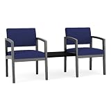 Lenox Wood Reception Waiting 2-Seat Tandem Center Table/Black Wood/Blue