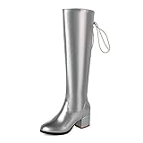 Dicker High Heel: Knielange Stiefel haben einen eleganten und modischen runden Zeh und einen 6 cm dicken High Heel, der stabiler und bequemer ist. Gleichzeitig kann es die Körperproportionen verlängern und die Beine schlanker und charmanter machen.