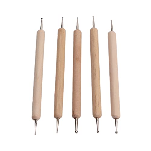 GLOGLOW Nan 5PCS Double End Dotting Styluses, Wood Embossing Tools for Clay Sculpting and Nail Art Designs Leather Tools - Thumbnail 7