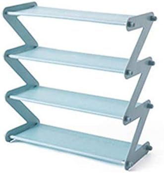4 Layers Stainless Steel Assembly Shoe Rack Non-Woven Simple Shoe Rack Bookshelf Home Living Room Shoes Storage Organization(D)