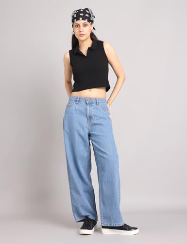 Image of INKD Women's Baggy Fit Jeans - Mid-Rise | 100% Cotton | Jeans for Women (Available in Plus Sizes)