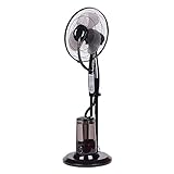 TENKO Ventilador de pie con nebulizador de agua, ventilador de agua de 3 aspas de 40 cm, ventilador portátil de 3 velocidades, temporizador integrado, mando a distancia incluido. Auto oscilación.