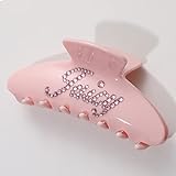 Large Custom Hair Claw Clips - 4 Inch Nonslip Big Hair Clamps, Personalized Rhinestone Name Number Hair Claw Clips, Perfect Banana Jaw Hair Accessories for Women Thin Thick Hair (Light Pink)
