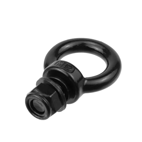 Image of Antrader Lifting Shoulder Eye Bolts,Stainless Steel Machinery Shoulder Lifting Eye Bolt with Lock Nuts,Lock Washers, Flat Washers,M12,Black (4 Sets)