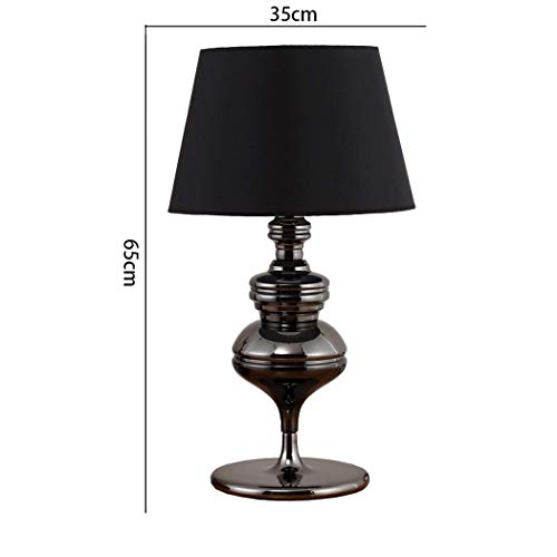 Lampe de table noire E27 en tissu et métal pour chevet et salon