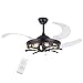 Einziehbarer Ventilatorflügel deckenventilator mit fernbedienung und licht Schlafzimmer Wohnbereich LED Fan Deckenleuchte schwarz 42 Zoll