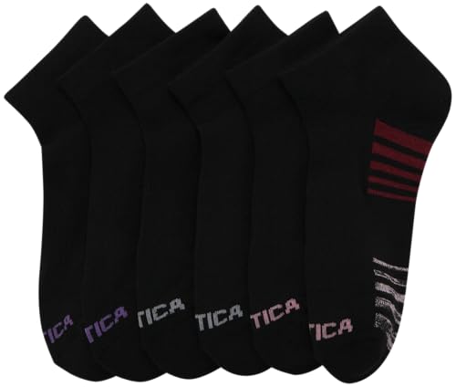 Image of Nautica Womens Quarter Socks Athletic Cushion Moisture Wicking Socks 6 Pack | Stretch Performance Dri-Motion Fabric, Cushioned with Arch Support, Breathable Mesh Panels, Quarter Cut, Shoe Size 4-10