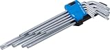 Contenido de suministro: llaves acodadas con perfil en t (para torx) t10, longitud de cuchilla (lado corto): 15 mm, longitud de cuchilla (lado largo): 90 mm | t15, longitud de cuchilla (lado corto): 17 mm, longitud de cuchilla (lado largo): 100 mm | t20, longitud de cuchilla (lado corto): 19 mm, longitud de cuchilla (lado largo): 110 mm