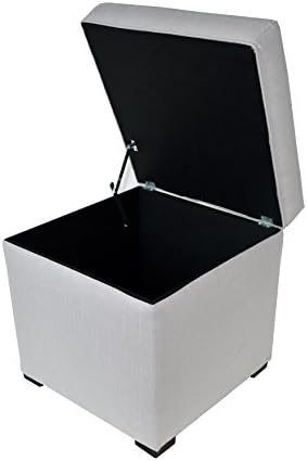 MJL Furniture Designs Tami Collection Fabric Upholstered Lift Top Cube Storage Ottoman | Ottoman Foot Rest, Sachi Series, Silver-Platinum