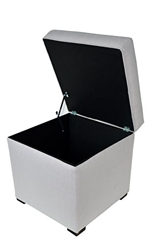 Mjl Furniture Designs Tami Collection Fabric Upholstered Lift Top Cube Storage Ottoman | Ottoman Foot Rest, Sachi Series, Silver-Platinum #TOP12