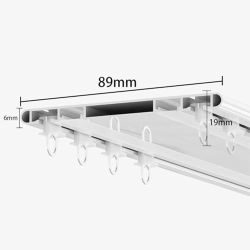 Riel de cortina de aluminio doble para techo blanco y extensible hasta 4,8 m 7