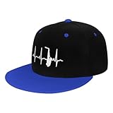 Saxophone Heartbeat Snapback Hat Boys Girls Fashion Hip Hop Style Contrast Color Snapback Hat Blue