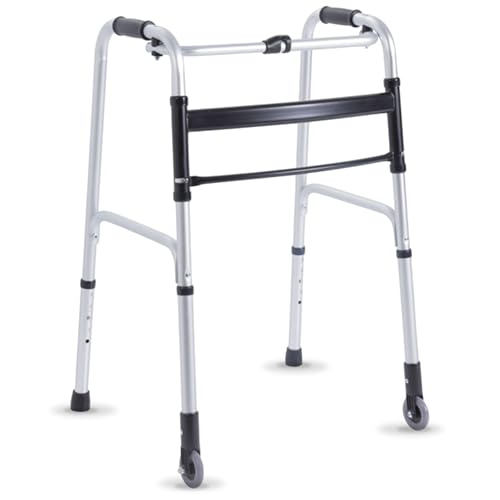 REMEDIA ONE - Deambulatore per Anziani 2 Ruote Fisse con Puntali Antiscivolo - Girello per Anziani e Disabili da Interno o Esterno - Deambulatore per Anziani Pieghevole