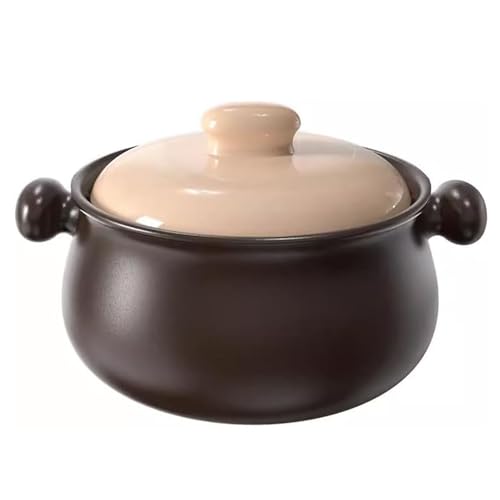 Ceramic Casserole Pot with Lid, Chinese Clay Cooking Pot for Soup Stew, Durable Kitchen Cookware