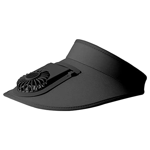 Sun Visor Hat with Fan for Women Men Kid Summer Hat USB Charing Sunscreen Cap UVProtection Children's Rechargeable Fan for Summer Outdoor Travel Black..