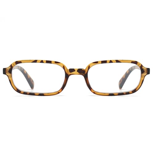 Image of LJCZKA Rectangular Blue Light Blocking Glasses for Women Men Retro Small Square Frame Anti Eyestrain Computer Eyeglasses