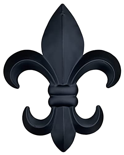 10" Metal Fleur De Lis Wall Plaque / Art with hanger - Rustic Creole Tuscan Decor (Black)